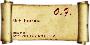 Orf Ferenc névjegykártya