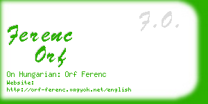 ferenc orf business card